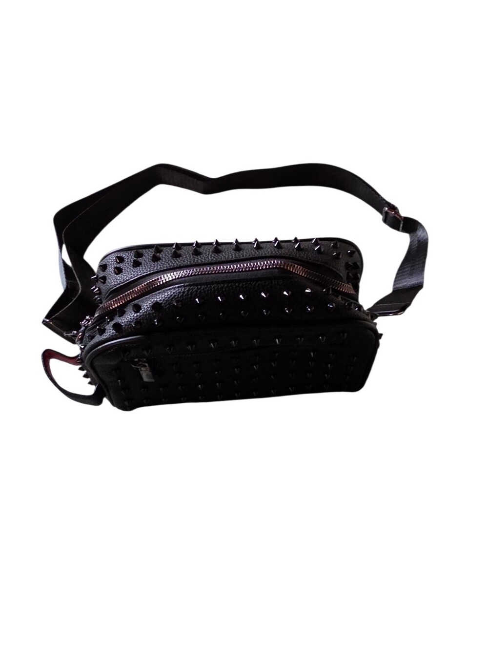New Black And Red  Studded Crossbody Sling Bag Unisex - Picture 2 of 7